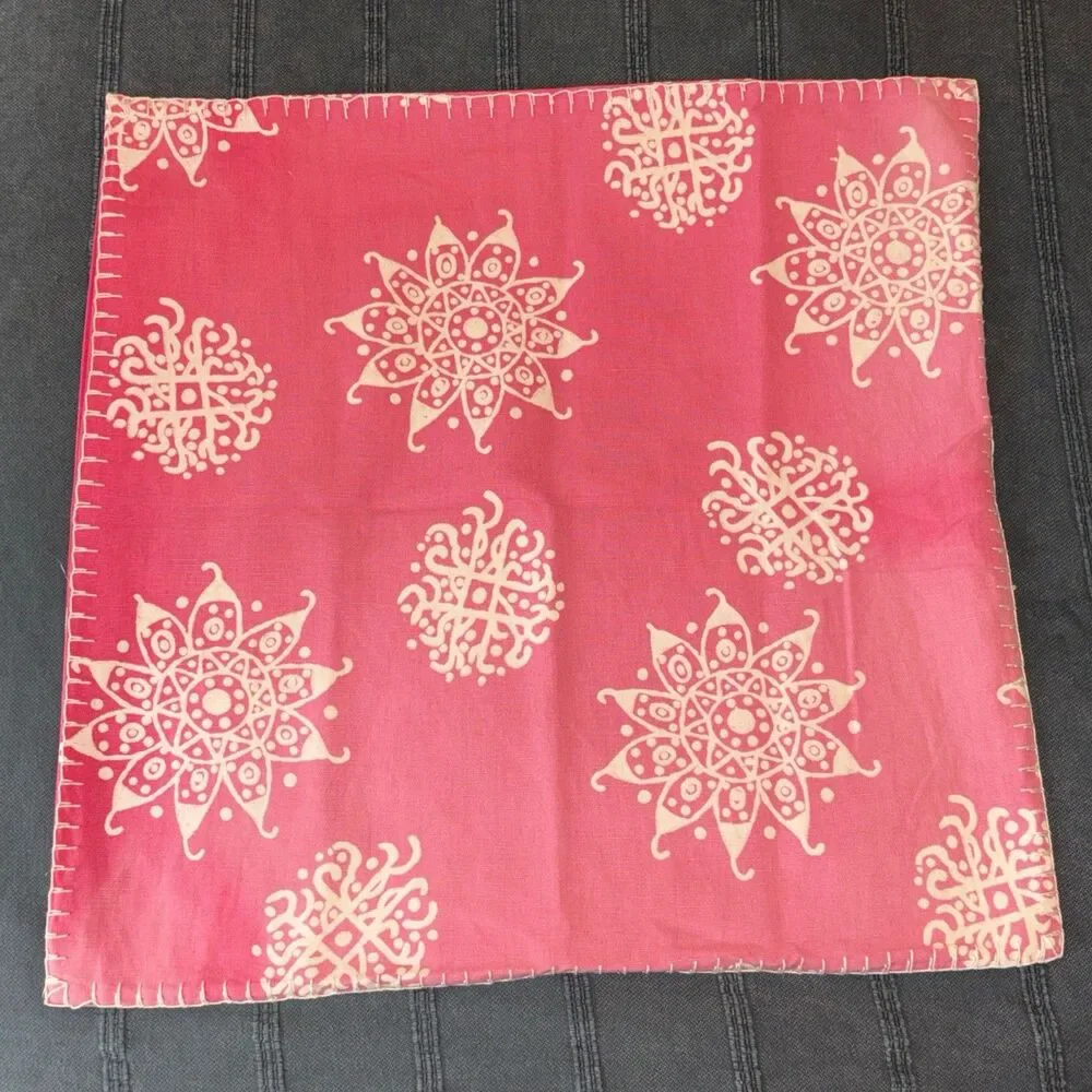John Robshaw Pillow Shams Cotton Linen Set of 5 Diggi Coral Red & Others India